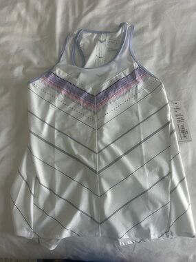 NWT Lucky in Love White Tennis Tank with Lavender and Pink Chevron